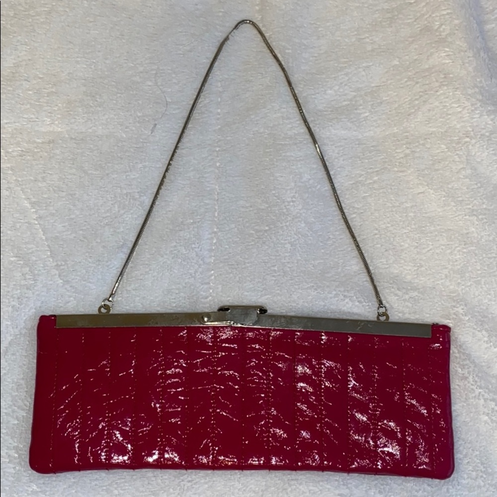 Hot pink clutch.